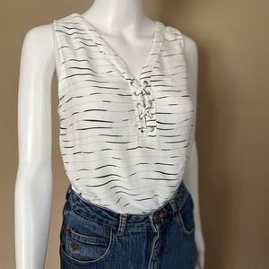 Striped Lace Up Tank Top